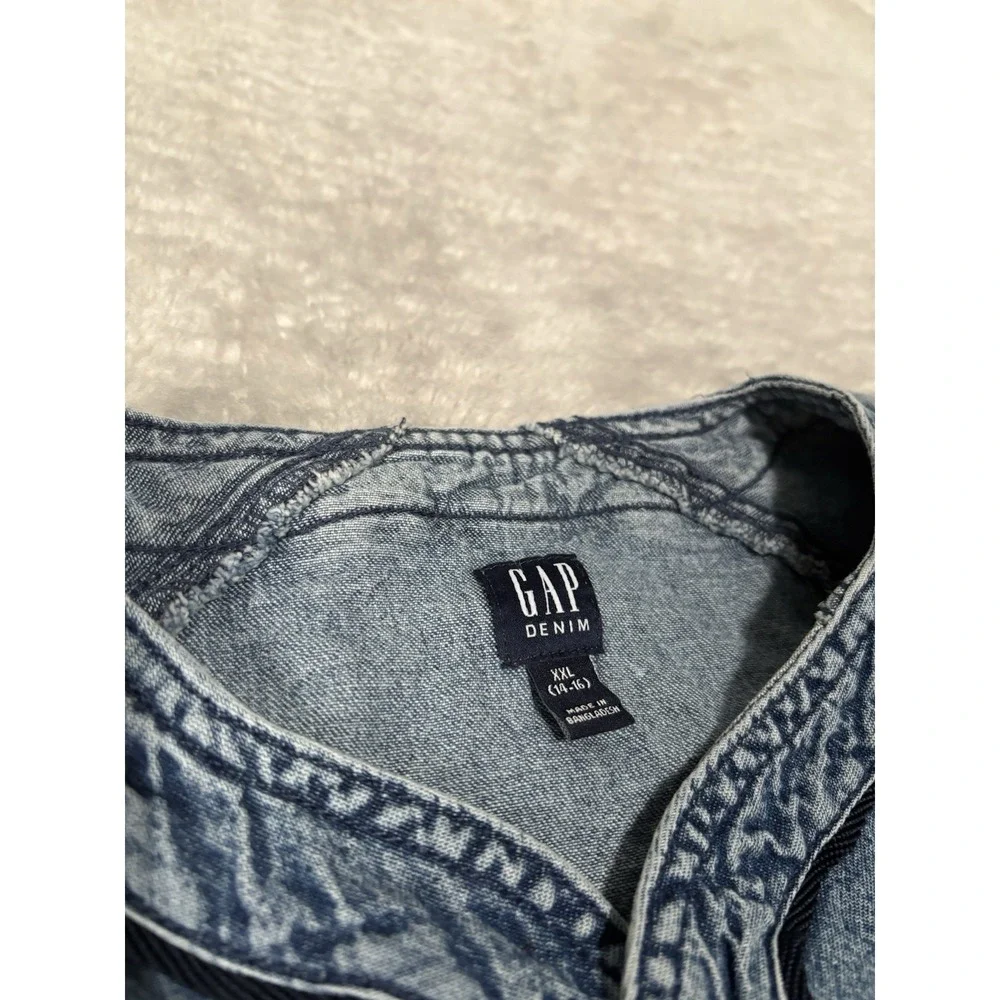 Gap Boys XL Button Blue Denim Baseball Jersey‎ Top Shirt